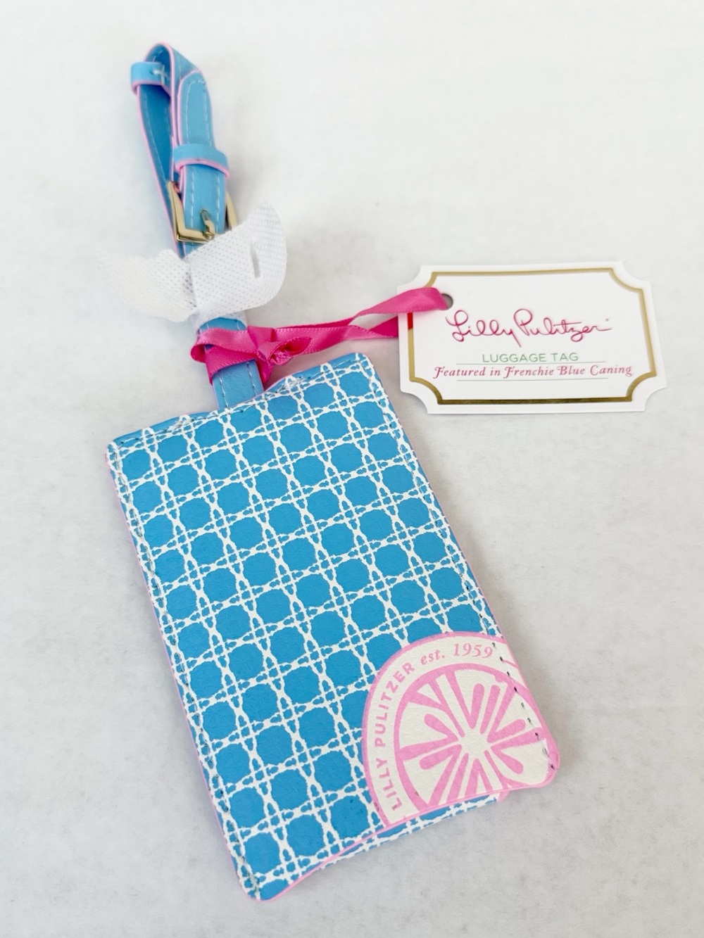 Lilly Pulitzer Luggage Tag in Frenchie Blue Canning